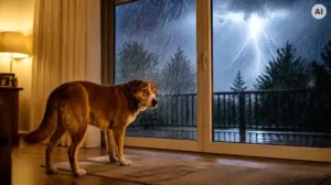 Dog in a thunderstorm