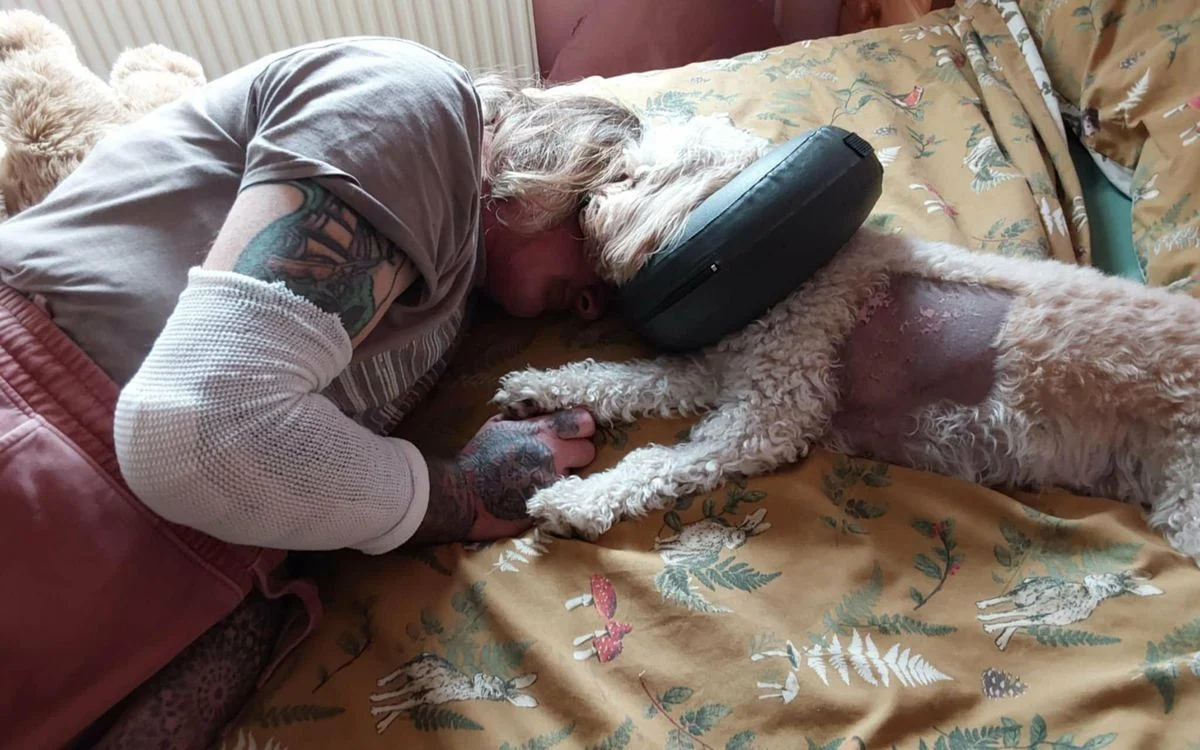 Christian and Peaches, the day they returned from the clinic
