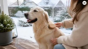 Dog grooming in winter