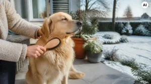 Dog grooming in winter